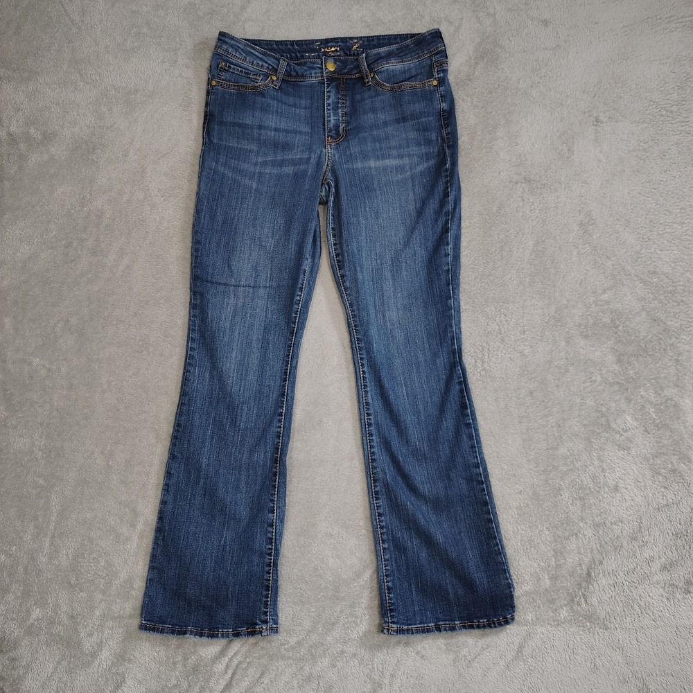 Seven7 Jeans Women 12 Rocker Slim Boot Cut Denim Stretch Med Wash 35x32 Flaps